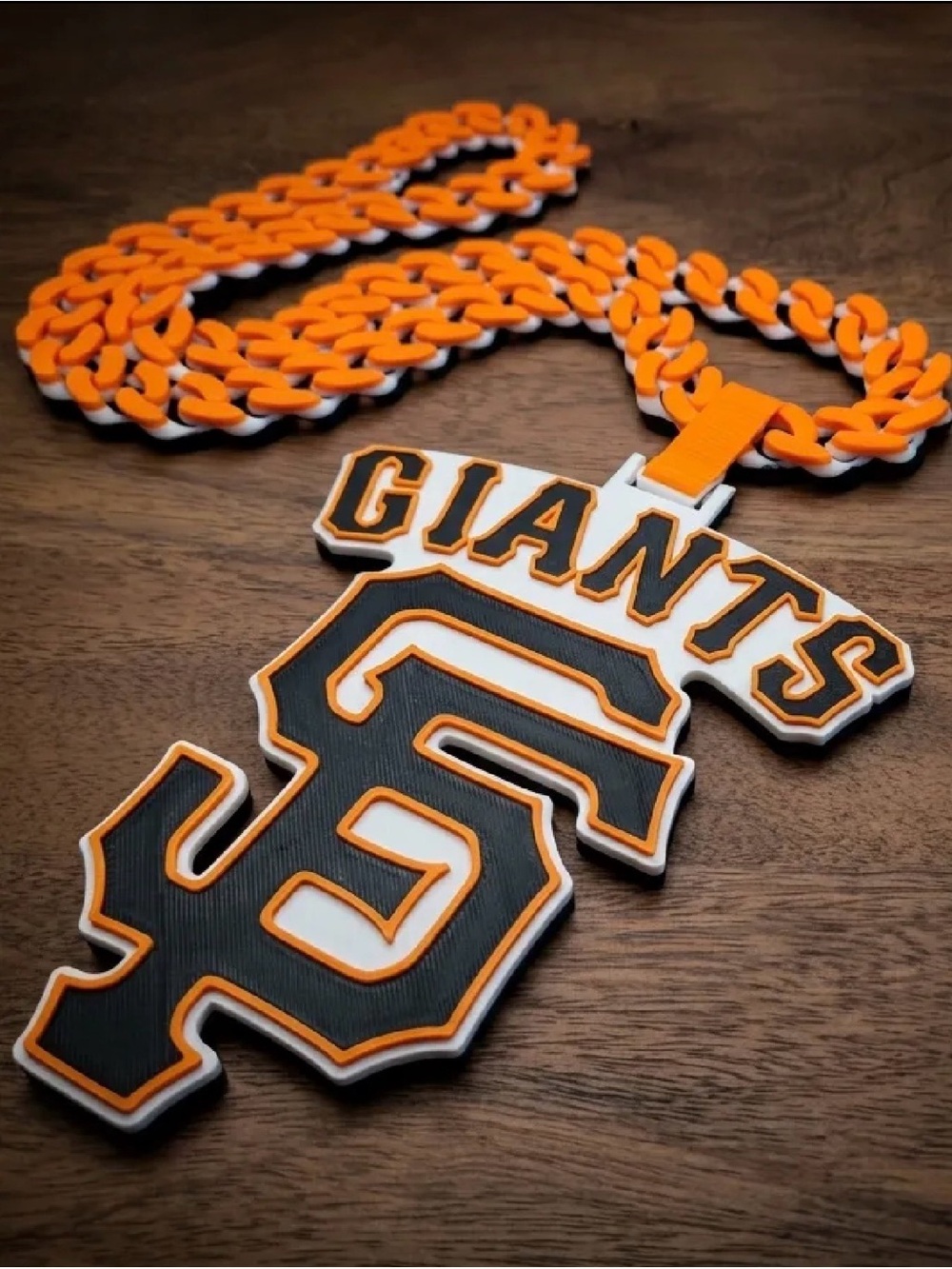 3d hype chain San Francisco Giants Orange & Black Pendant Necklace
